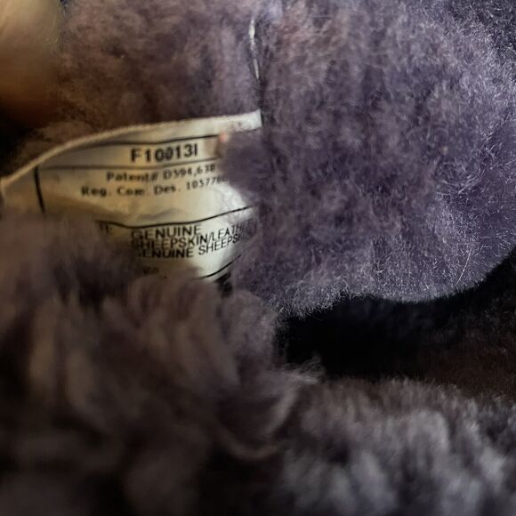 Ugg Bailey Bow Purple Gray Metallic Lizard Suede Sheepskin Ankle Boot 4 US/34EU - Picture 12 of 14